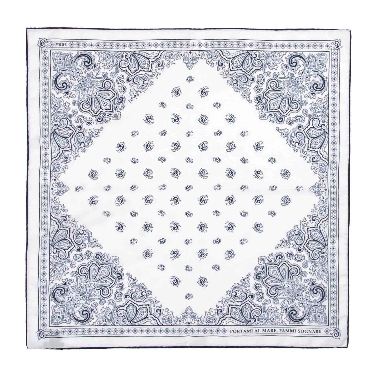 Serà Fine Silk | Portami al Mare - White & Navy Cotton & Silk Bandana