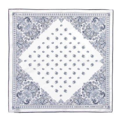 Serà Fine Silk | Portami al Mare - White & Navy Cotton & Silk Bandana
