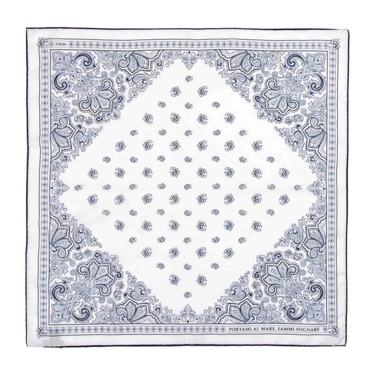 Serà Fine Silk | Portami al Mare - White & Navy Cotton & Silk Bandana