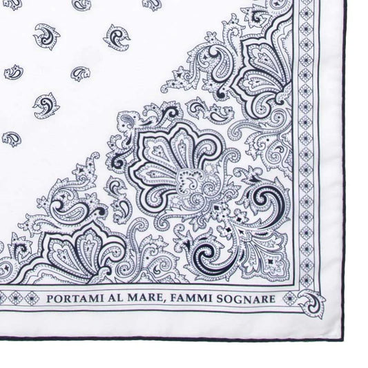 Serà Fine Silk | Portami al Mare - White & Navy Cotton & Silk Bandana