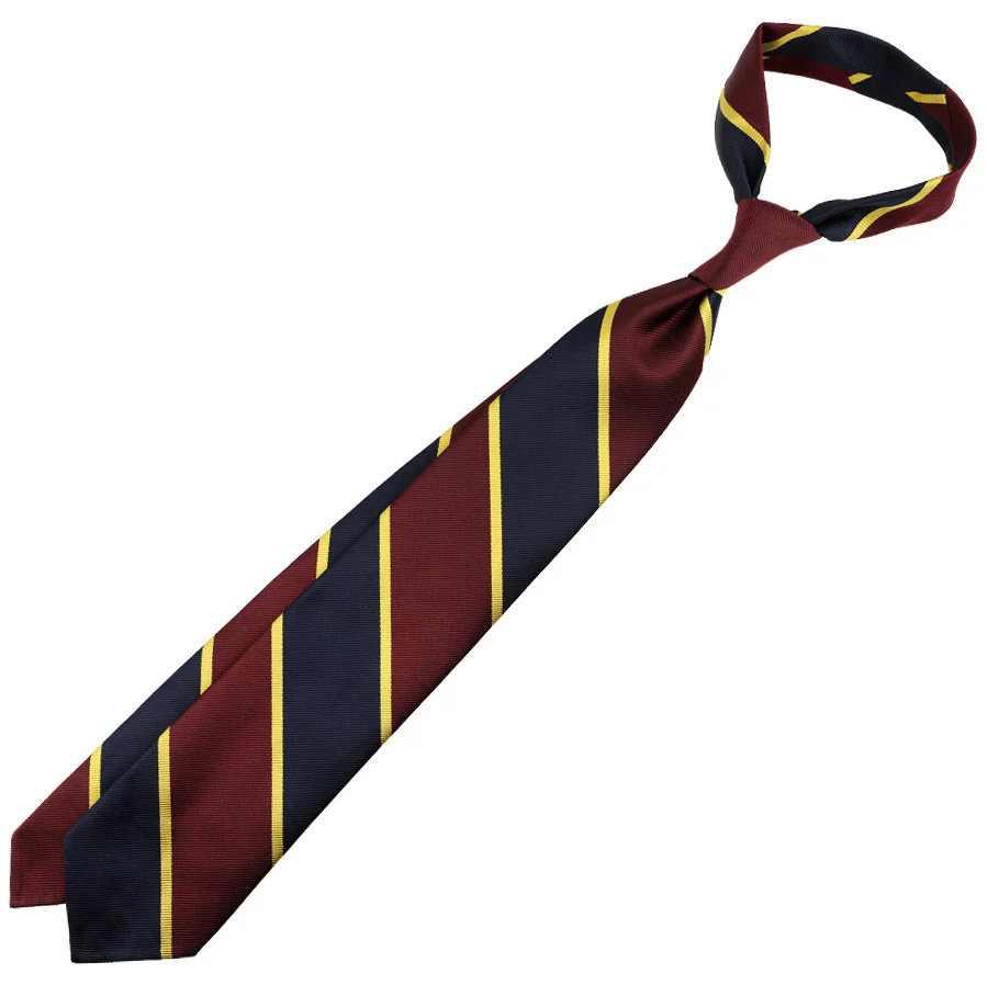 Shibumi Firenze | Japanese Repp Stripe Silk Tie Navy / Burgundy / Gold