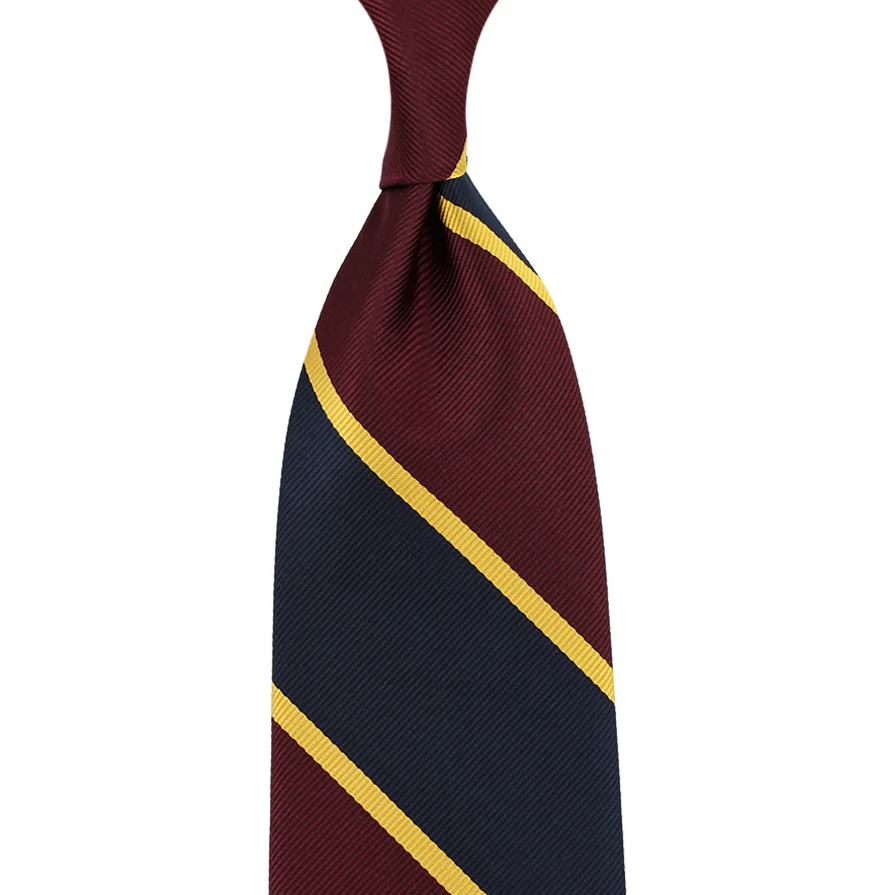 Shibumi Firenze | Japanese Repp Stripe Silk Tie Navy / Burgundy / Gold