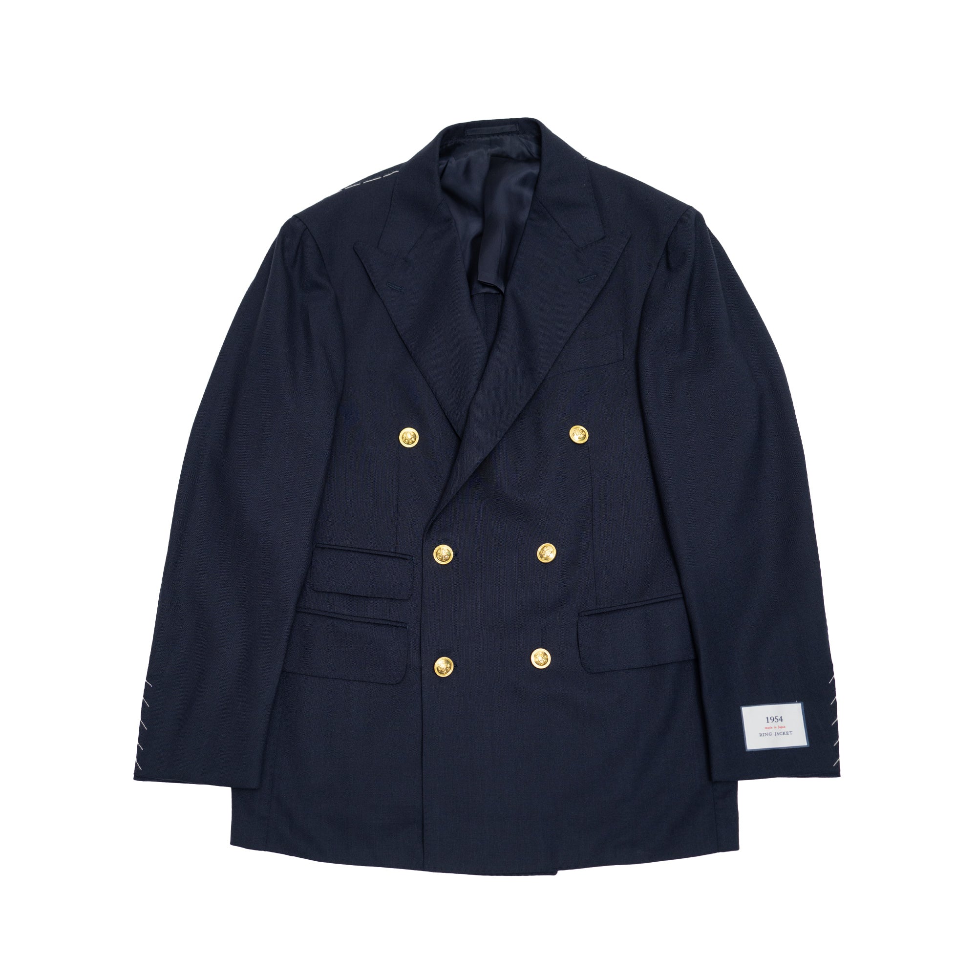 Ring Jacket | Single Breasted Peak Lapel Wool Mohair Suit Navy