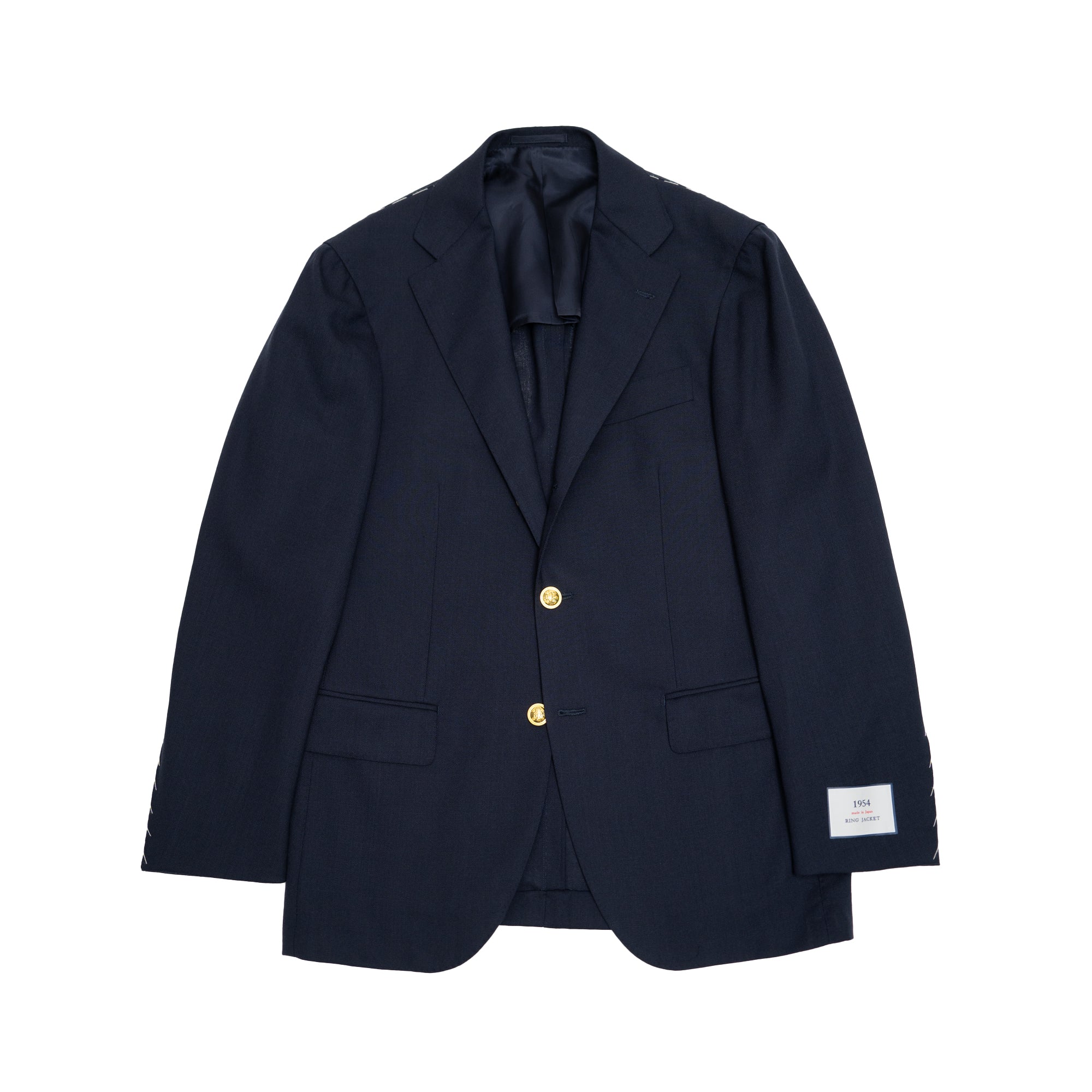 Ring Jacket | Single Breasted Peak Lapel Wool Mohair Suit Navy