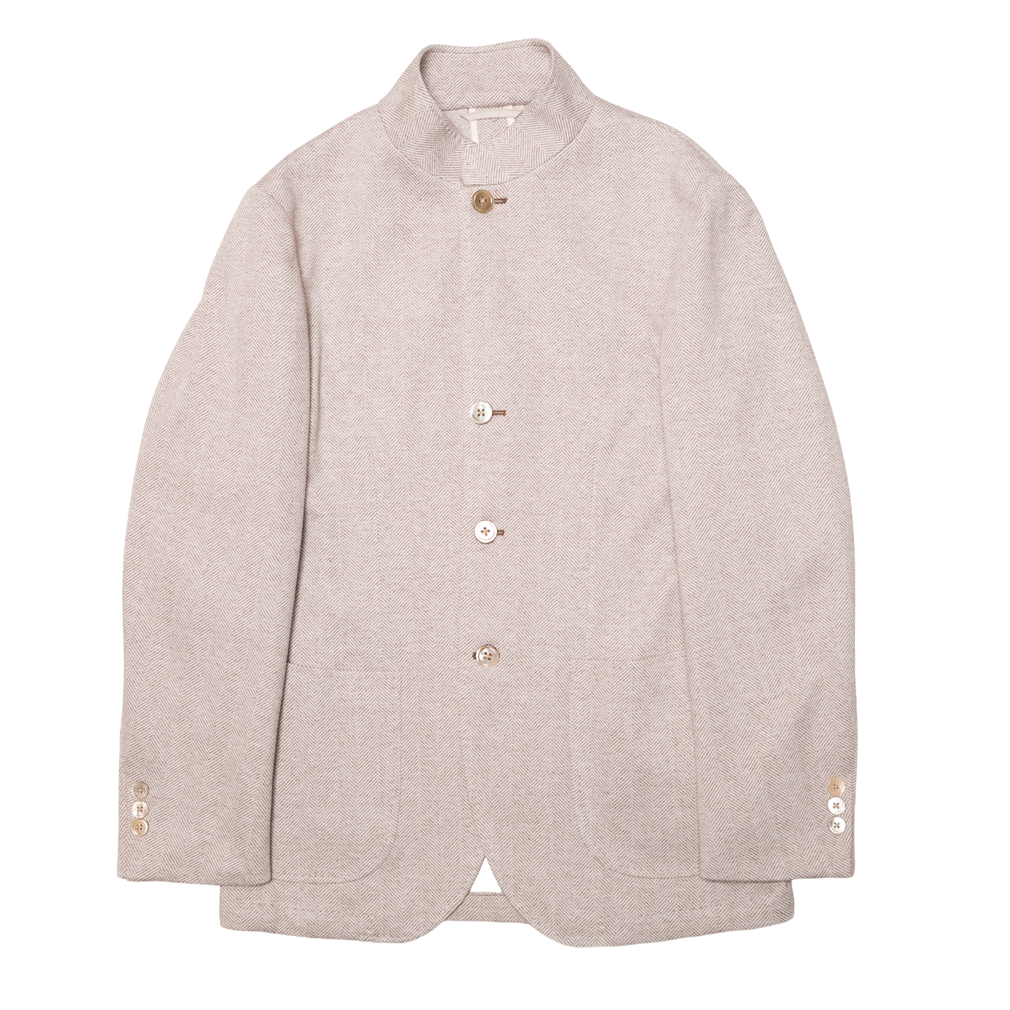 Ring Jacket | Nehru Jacket Beige Brown Herringbone