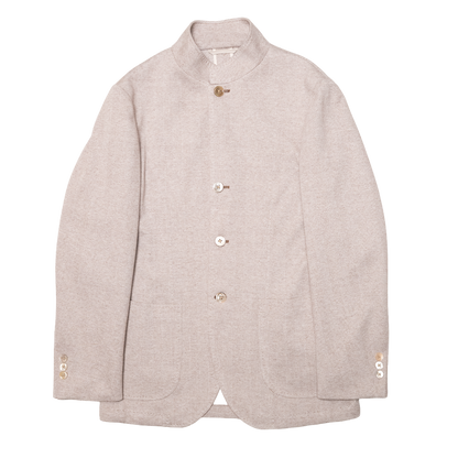 Ring Jacket | Nehru Jacket Beige Brown Herringbone