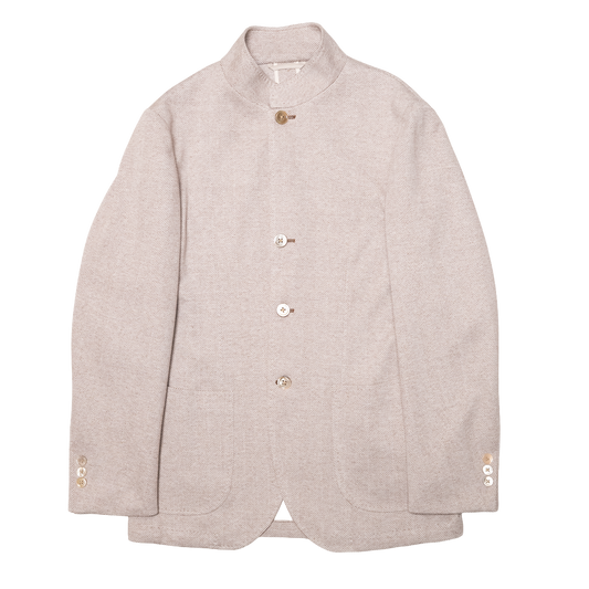 Ring Jacket | Nehru Jacket Beige Brown Herringbone