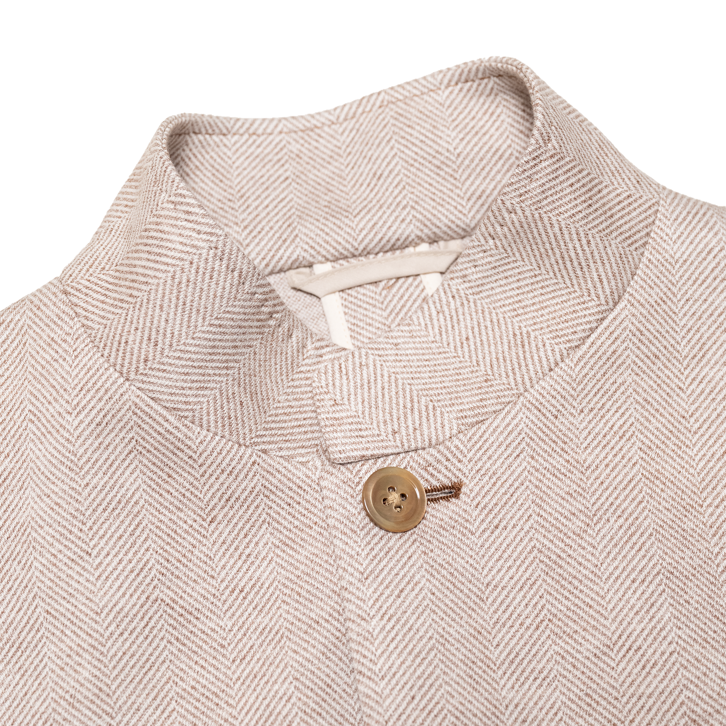 Ring Jacket | Nehru Jacket Beige Brown Herringbone