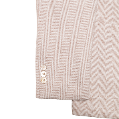 Ring Jacket | Nehru Jacket Beige Brown Herringbone