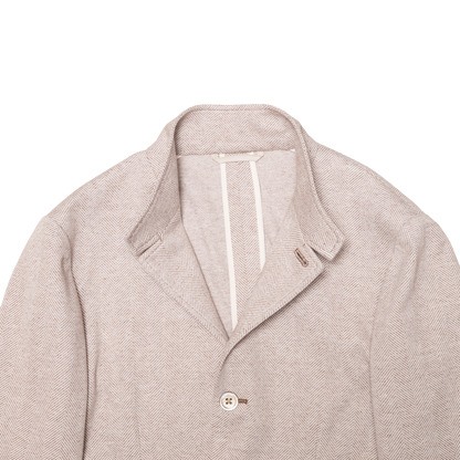 Ring Jacket | Nehru Jacket Beige Brown Herringbone