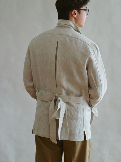 Ascot Chang | Belted Linen Jungle Jacket Beige