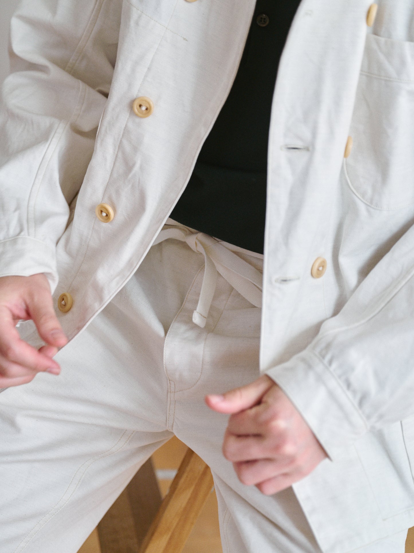 Coherence | Alain Selvedge Yacht Canvas Trousers White
