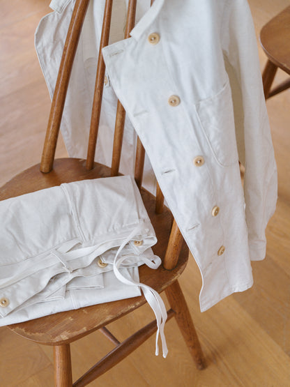 Coherence | Alain Selvedge Yacht Canvas Trousers White