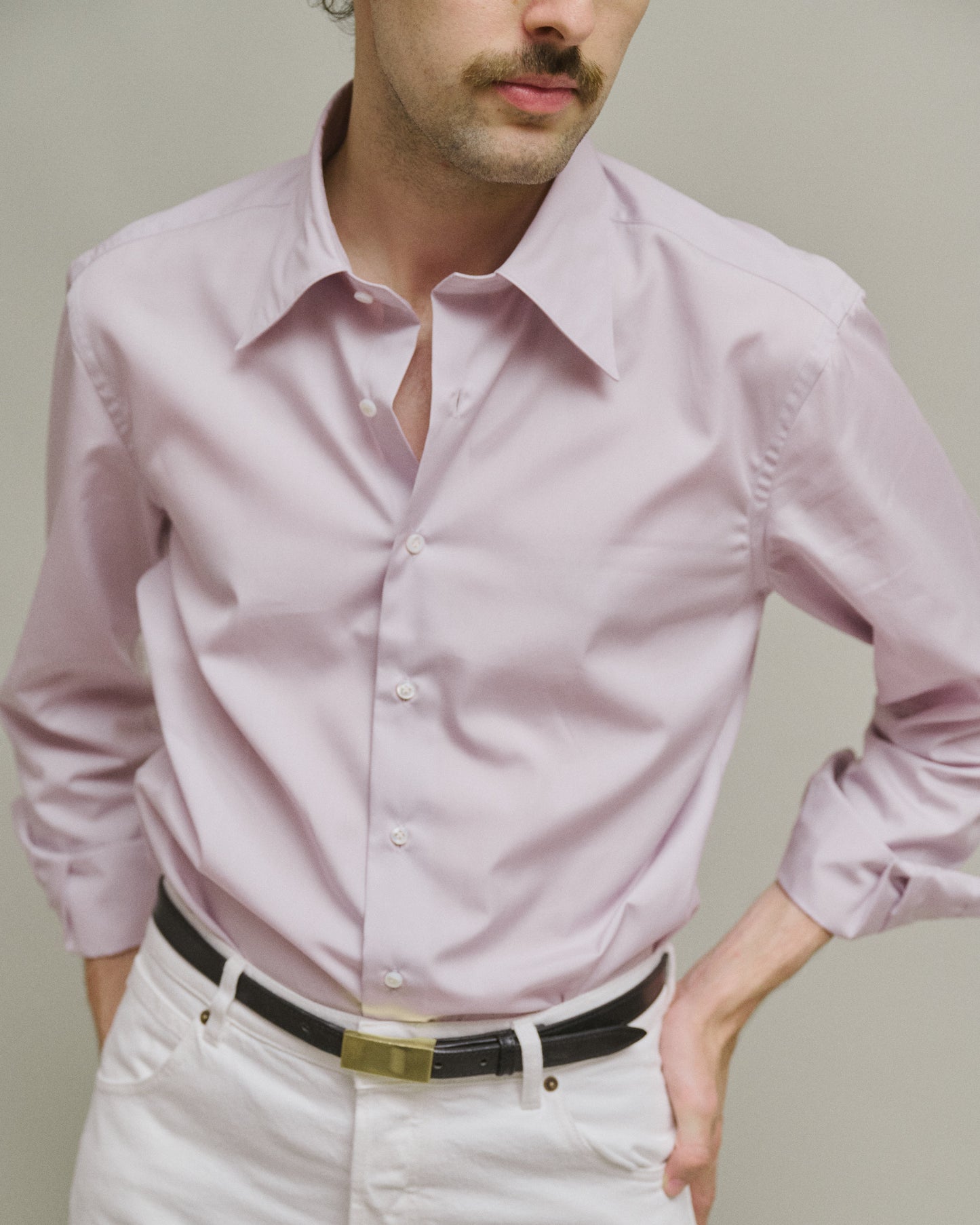 Husbands Paris | Wide Collar Shirt in Supima Cotton Poplin Lilac
