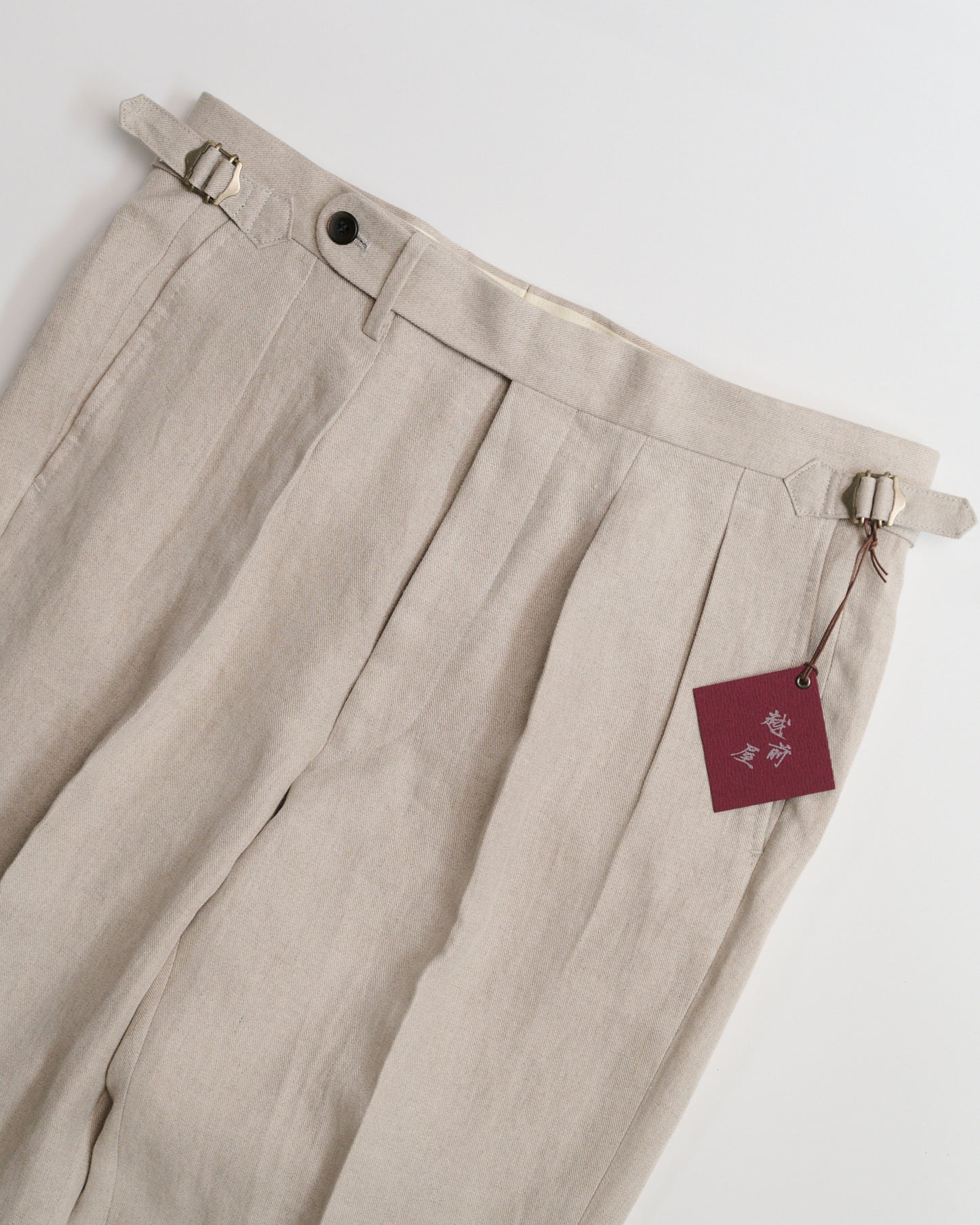 Echizenya | Ecru Pleated Pure Linen Trousers