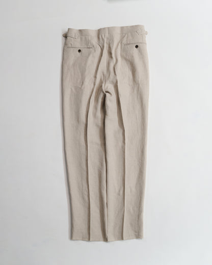 Echizenya | Ecru Pleated Pure Linen Trousers