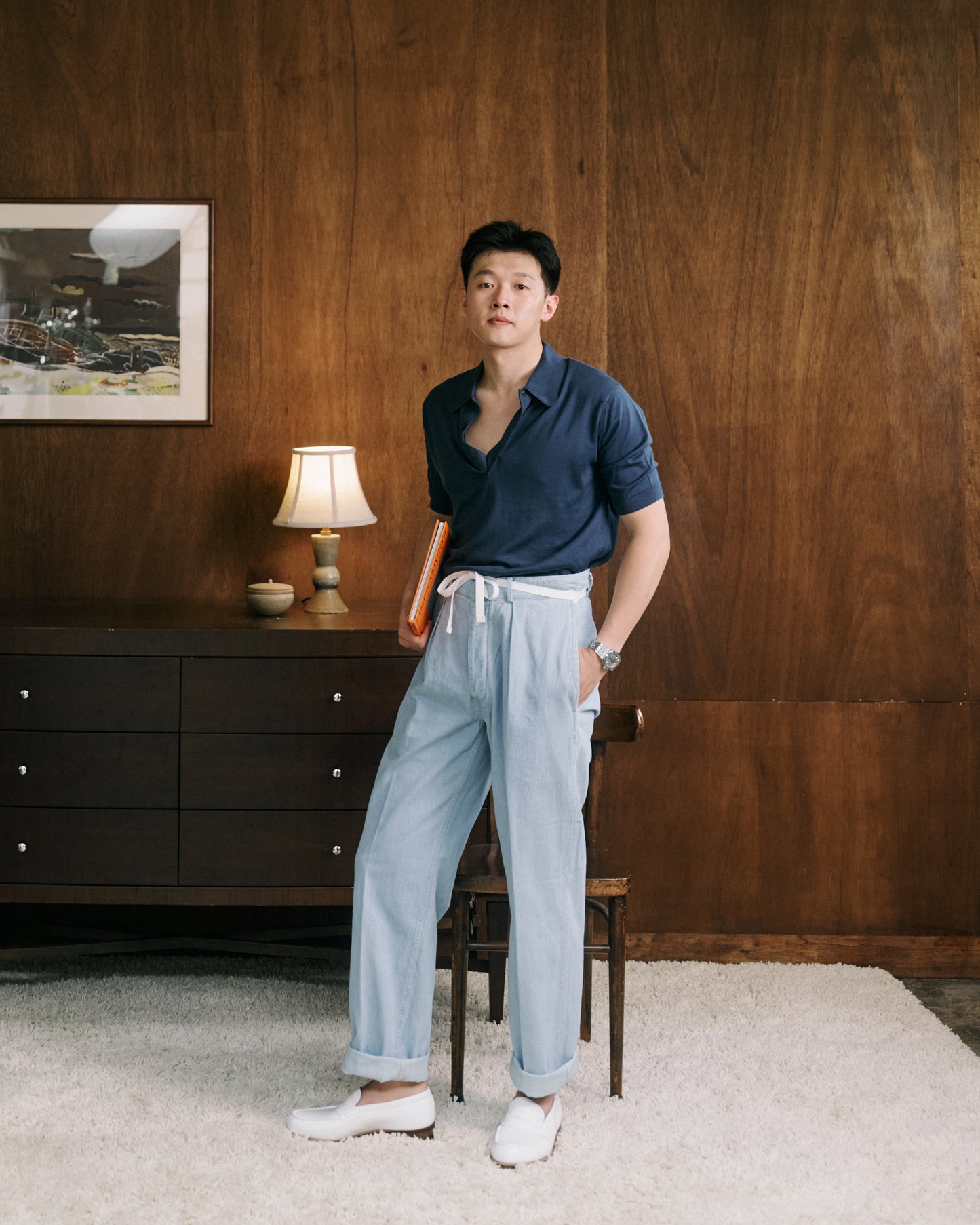 Coherence | Alain 10oz Logger Selvedge Denim Trousers Aqua Blue