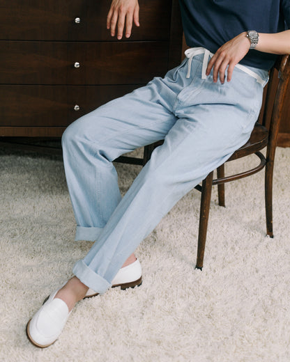 Coherence | Alain 10oz Logger Selvedge Denim Trousers Aqua Blue