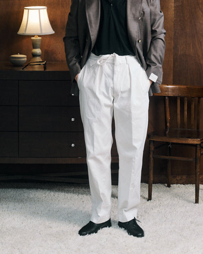 Coherence | Alain Selvedge Yacht Canvas Trousers White