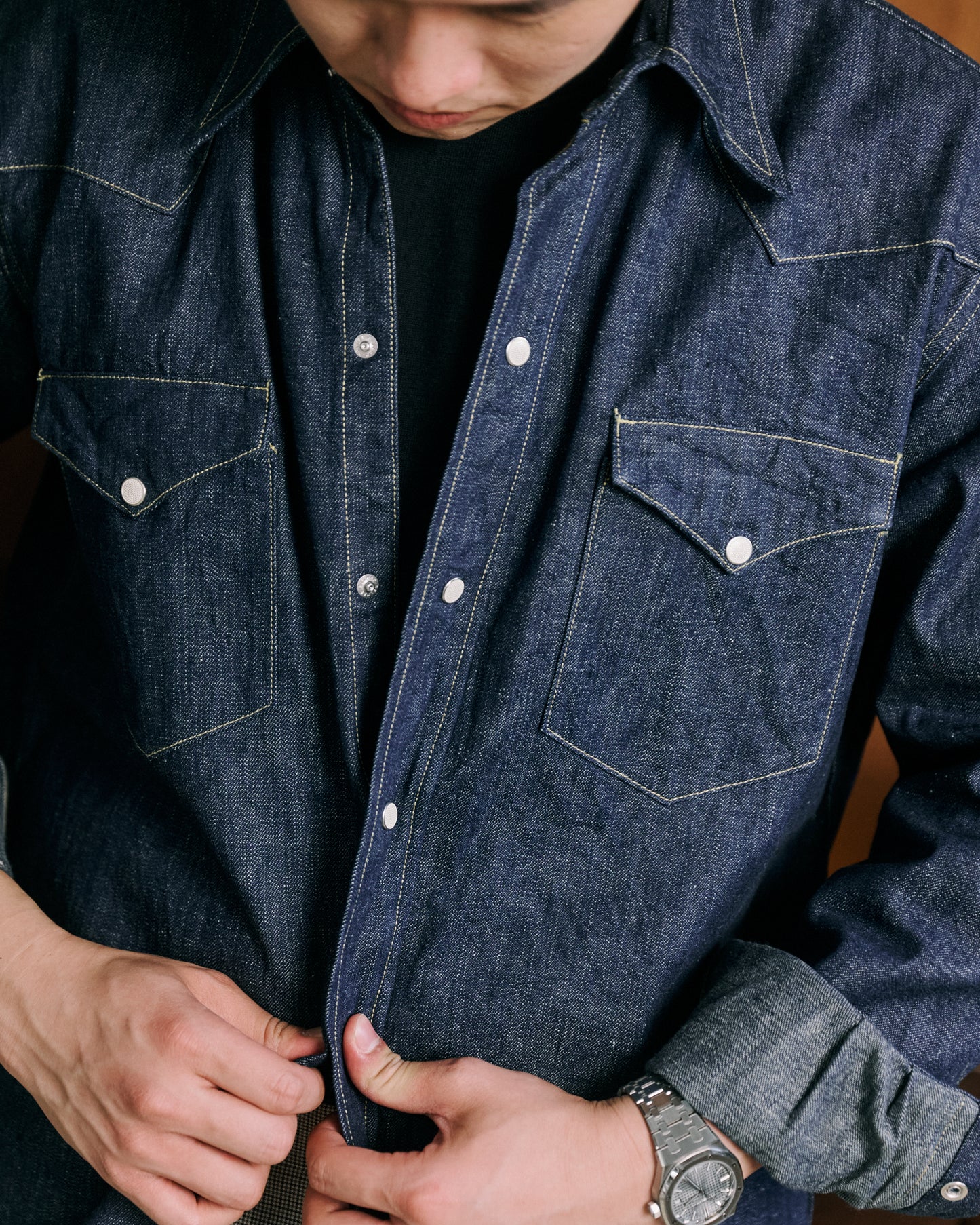 Coherence |  Abiquiu Western Shirt Logger Selvedge Denim Indigo