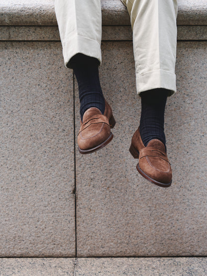 Alden | 9697F Flex Penny Loafer in Brown Suede