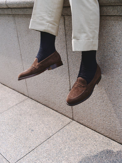 Alden | 9697F Flex Penny Loafer in Brown Suede