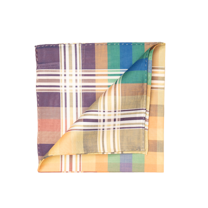 Simonnot Godard | Madras Bleu Pocket Square