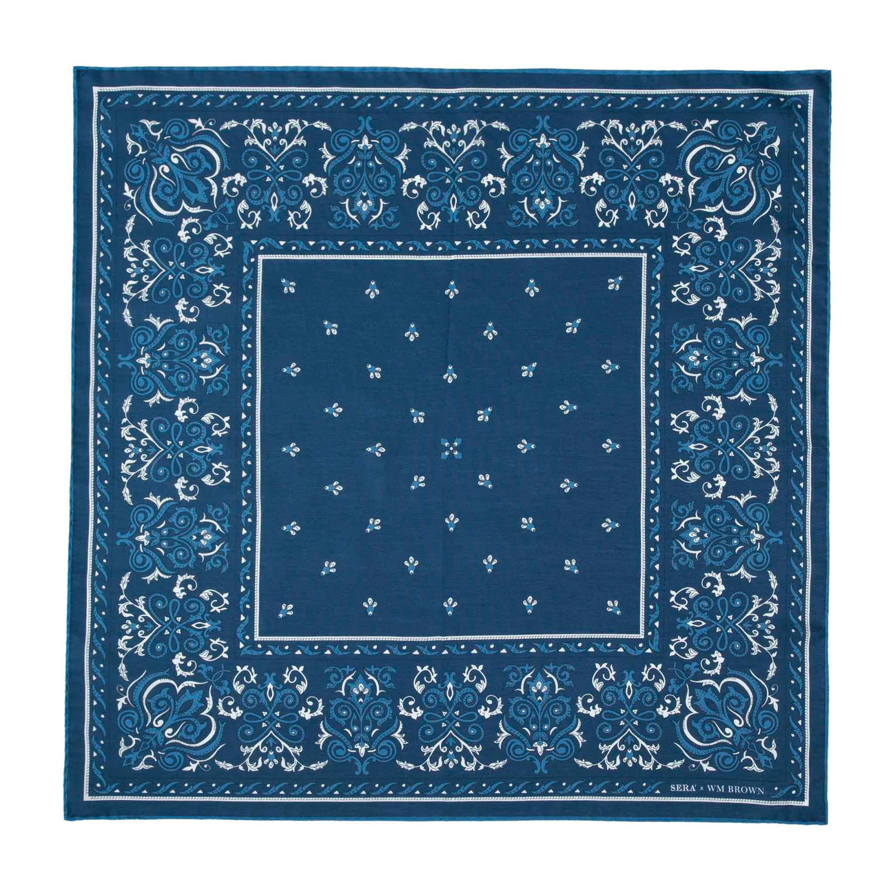 Serà Fine Silk | Serà x WM Brown - Cotton & Silk Blue Bandana