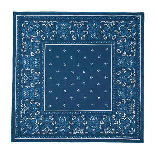 Serà Fine Silk | Serà x WM Brown - Cotton & Silk Blue Bandana