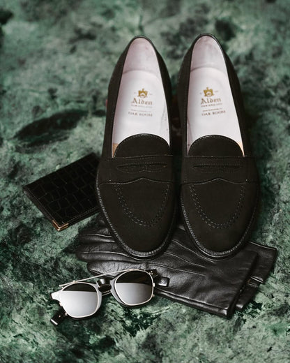 Alden | 6839 Full Strap Penny Loafer Black Suede
