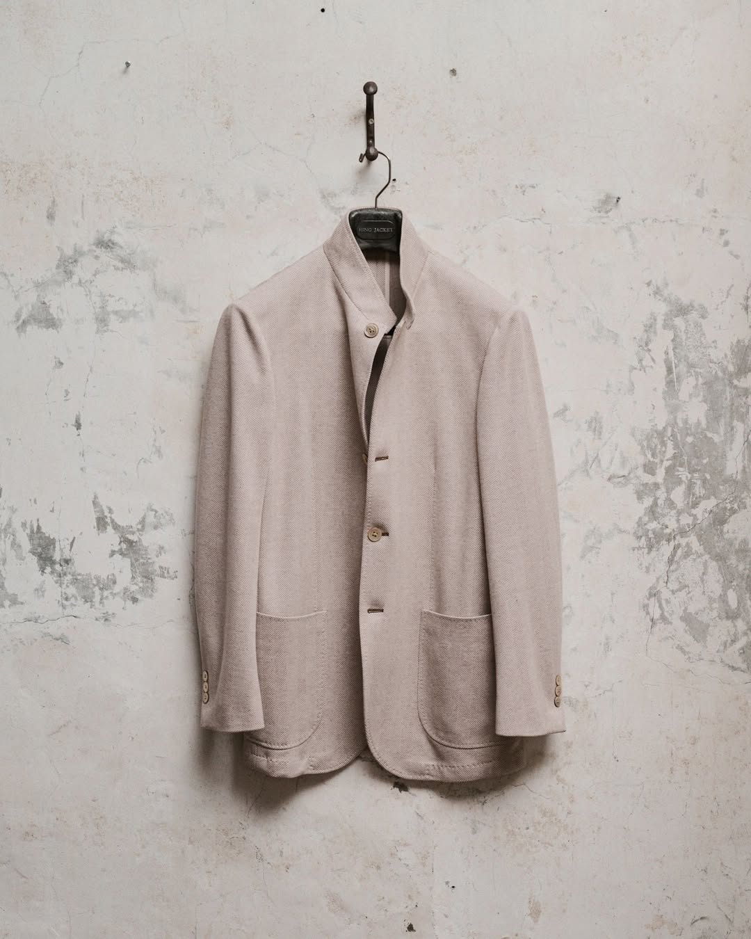 Ring Jacket | Nehru Jacket Beige Brown Herringbone