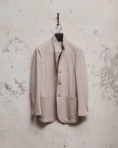 Ring Jacket | Nehru Jacket Beige Brown Herringbone