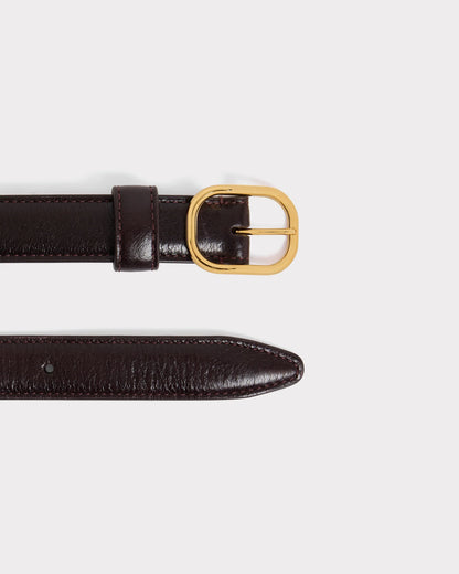 Husbands Paris | Thin Belt in Tumbled Shiny Calf Wine