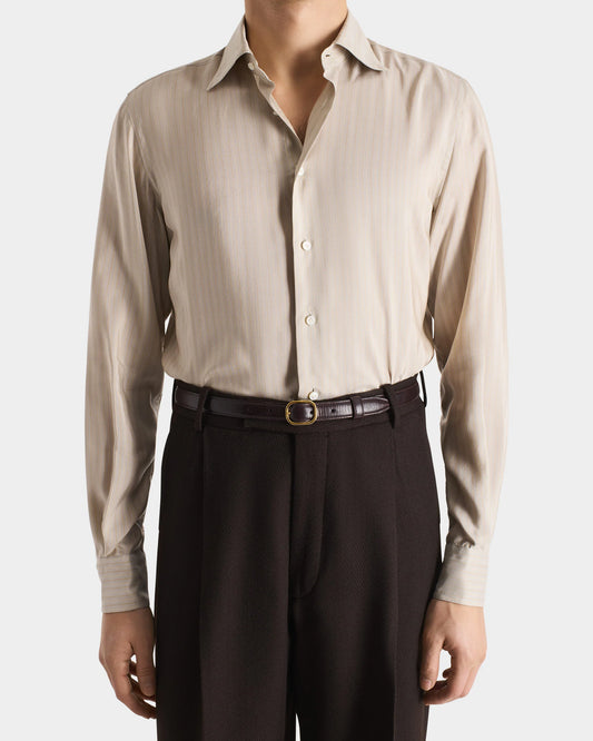 Husbands Paris | Thin Belt in Tumbled Shiny Calf Wine