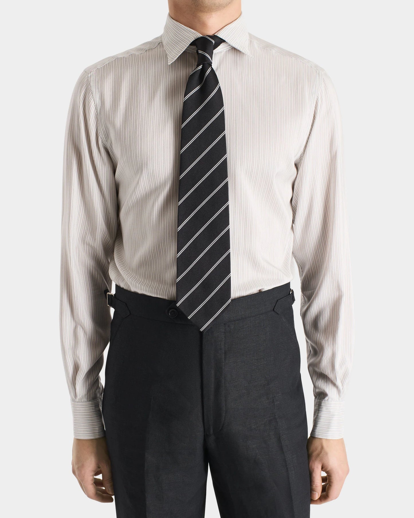 Husbands Paris | Tie In Silk Navy &amp; Burgundy