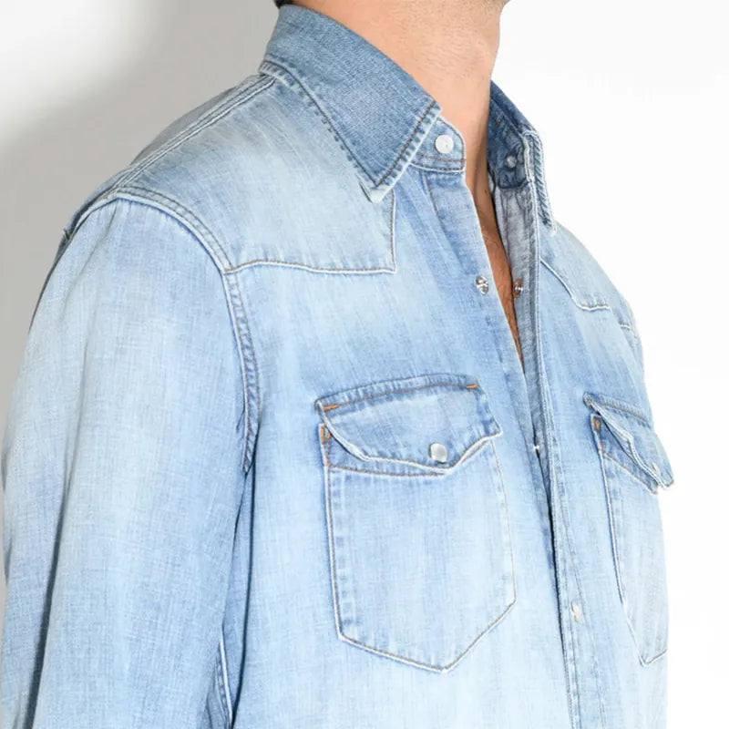 Husbands Paris | Selvedge Denim Stone Washed Western Shirt