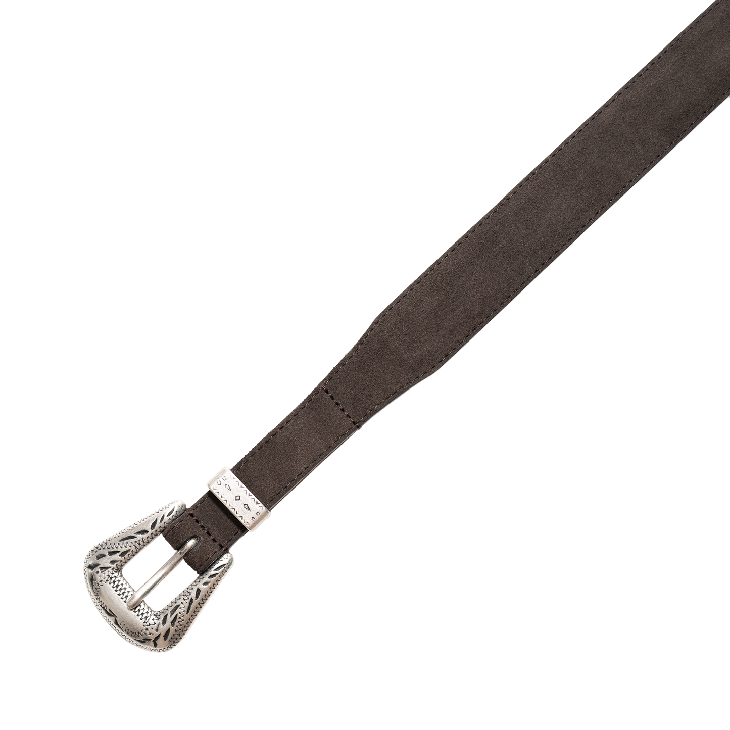 Simonnot Godard | Western Suede 3cm Silver Dark Brown Belt