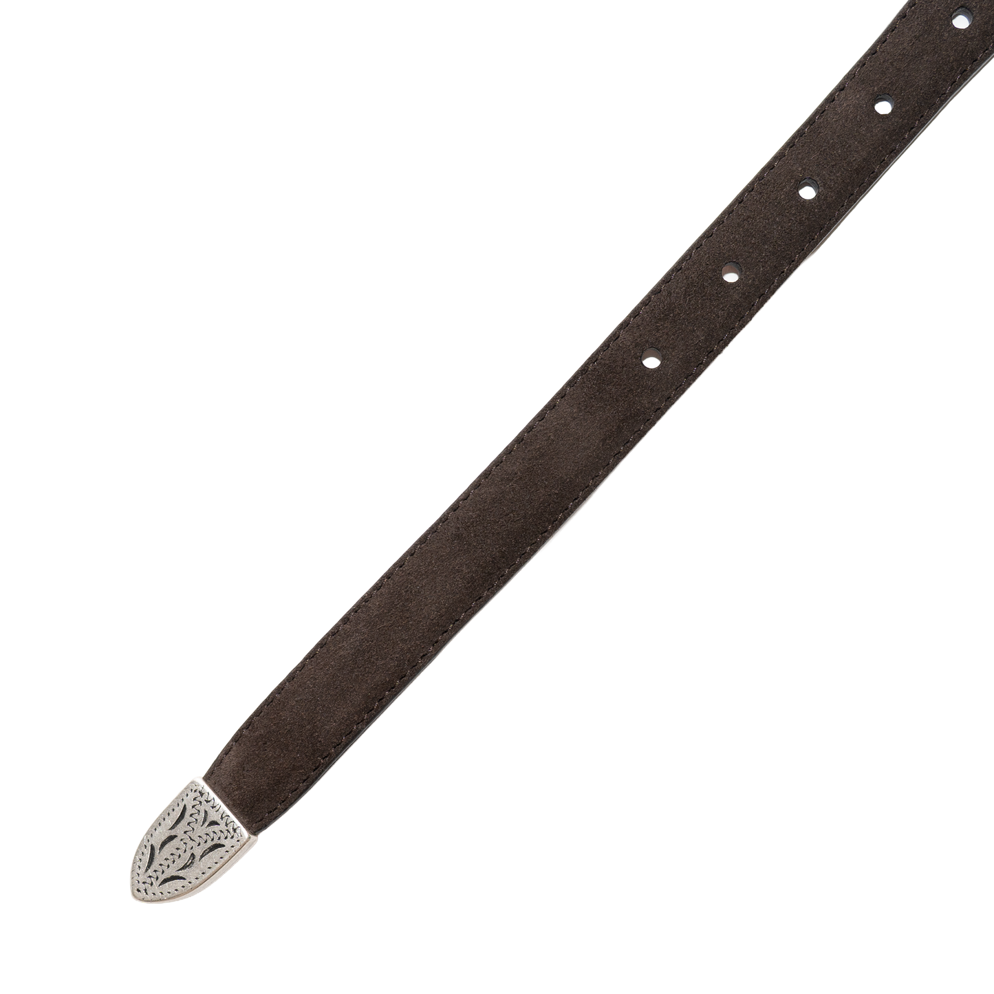 Simonnot Godard | Western Suede 3cm Silver Dark Brown Belt