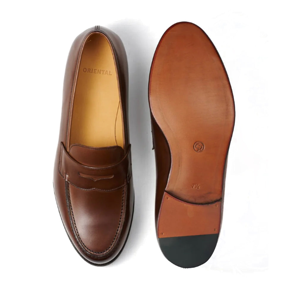 Oriental Shoemaker | Albers Penny Loafer Antique Brown Calf