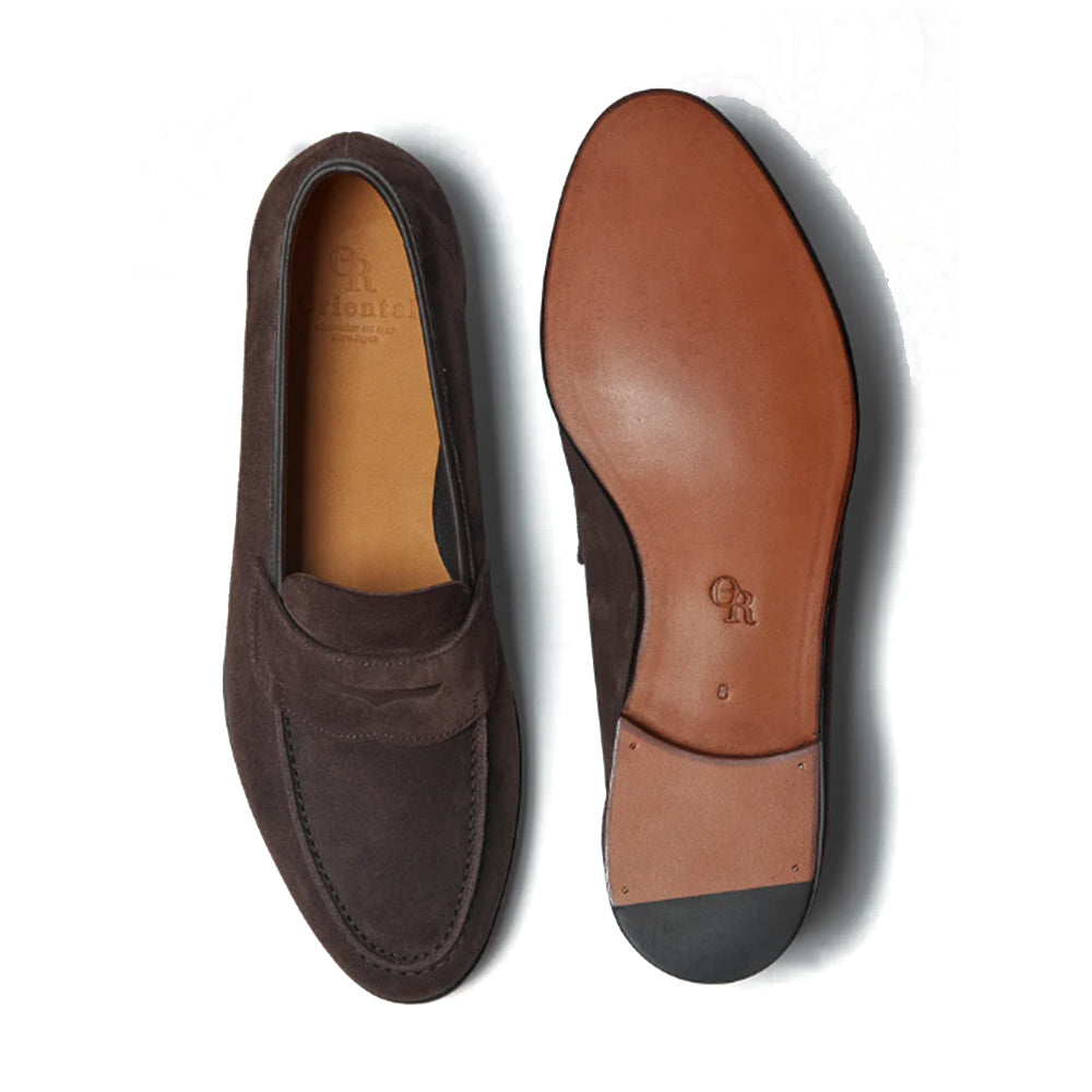 Oriental Shoemaker | Albers Penny Loafer Unlined Dark Brown Suede