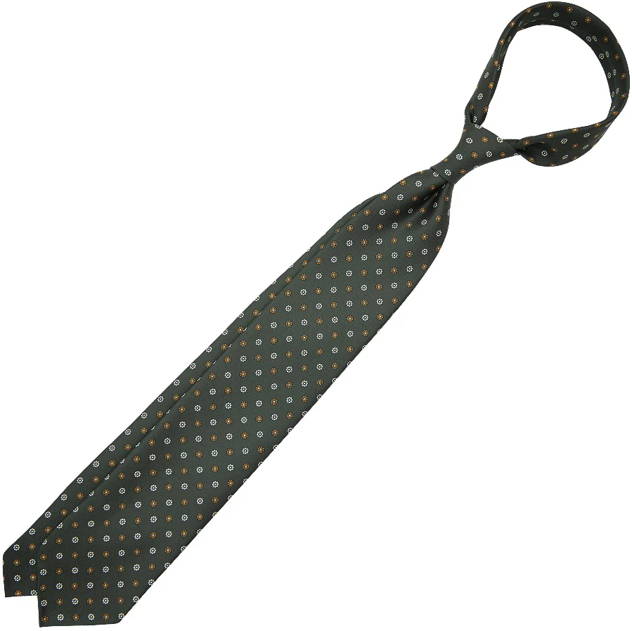 Shibumi Firenze | Anniversary Collection Floral Printed Silk Tie Olive