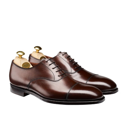 Crockett & Jones | Audley Cap Toe Oxford Dark Brown Antique Calf