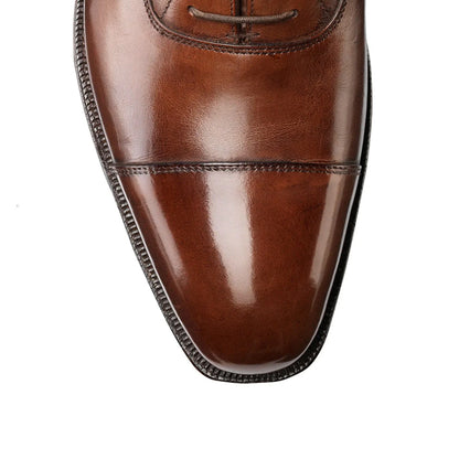 Crockett & Jones | Audley Cap Toe Oxford Dark Brown Antique Calf