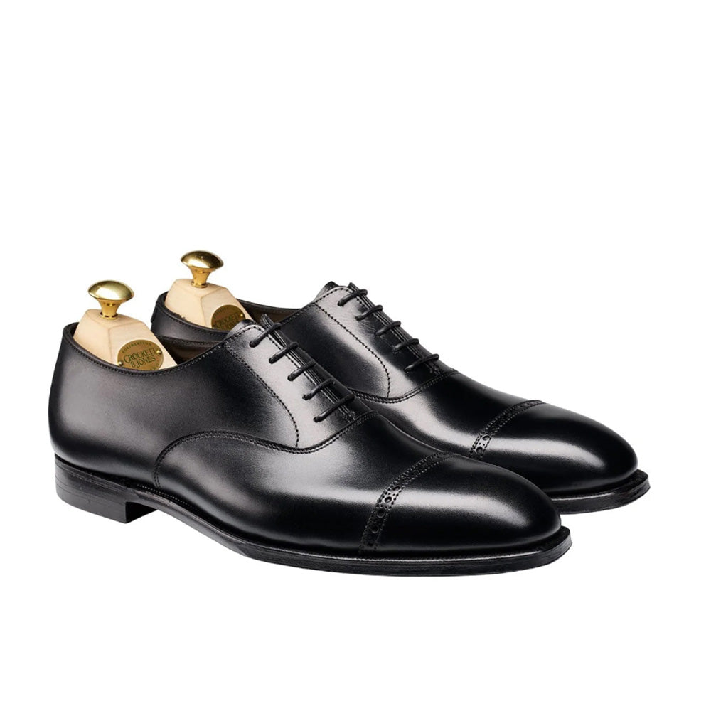 Crockett & Jones | Belgrave Medallion Toe Cap Oxford Black Calf