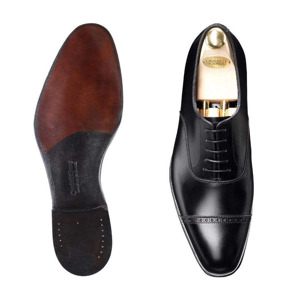 Crockett & Jones | Belgrave Medallion Toe Cap Oxford Black Calf