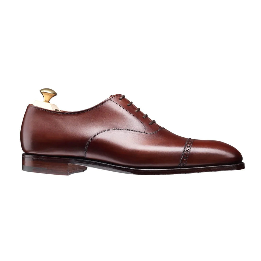 Crockett & Jones | Belgrave Medallion Toe Cap Oxford Chestnut Antique Calf