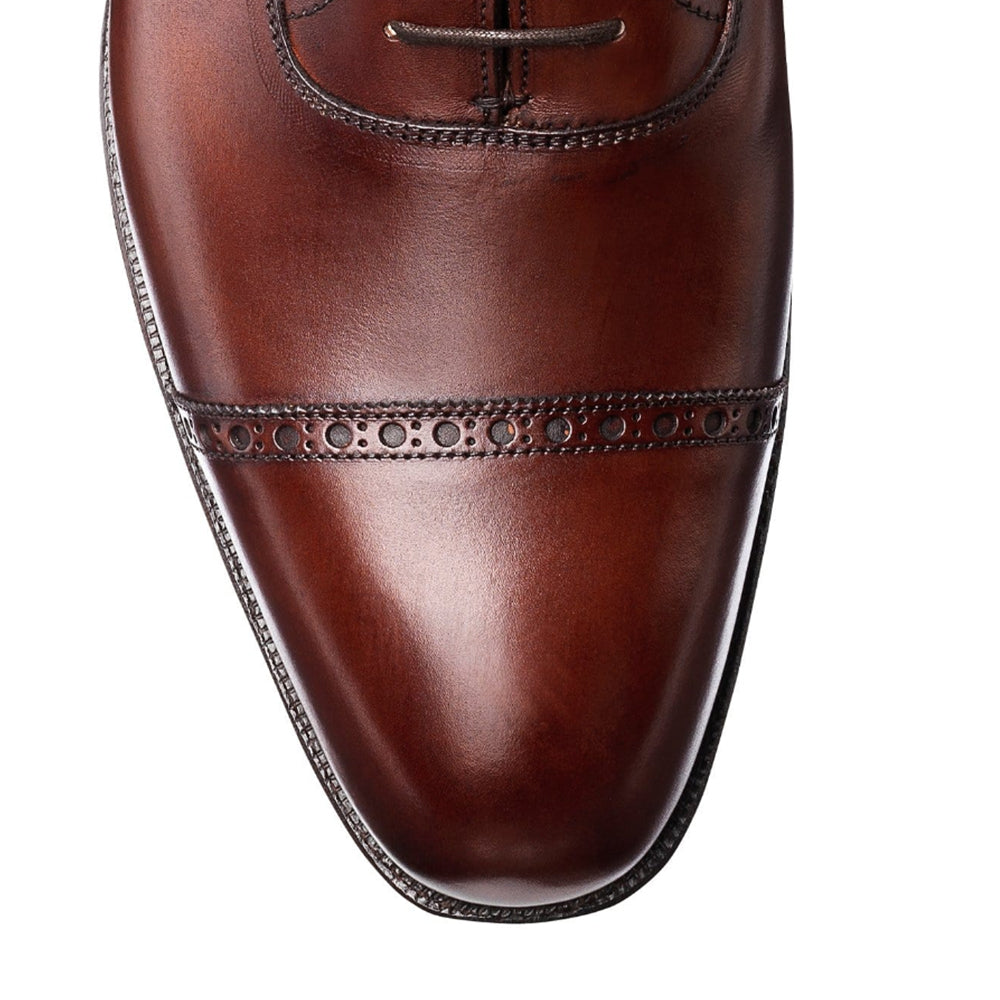 Crockett & Jones | Belgrave Medallion Toe Cap Oxford Chestnut Antique Calf