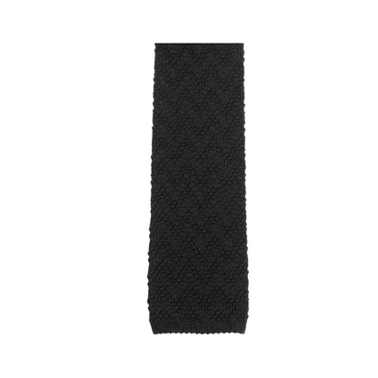 Husbands Paris | Abstract Knit Tie in Silk Black