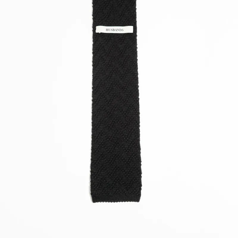 Husbands Paris | Abstract Knit Tie in Silk Black