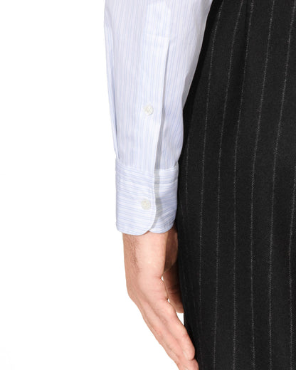 Husbands Paris | Wide Collar Shirt White Blue Stripes